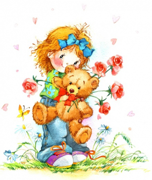 عکس با کیفیت نقاشی دختر بچه و خرس